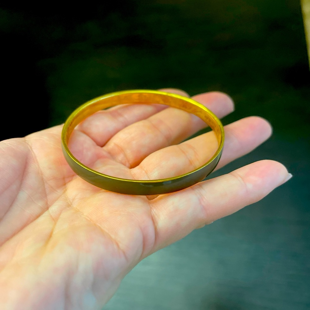 J. Crew Gold Tone Grey Enamel Bangle Bracelet Stackable